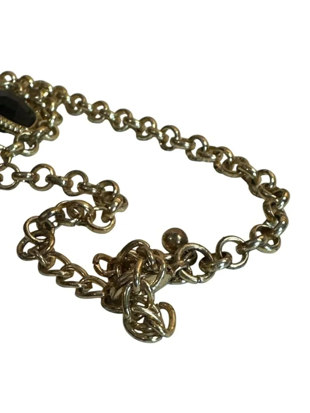 Gold-Tone Necklace Black Marquise Faceted Beads Bib Chunky Career Elegant